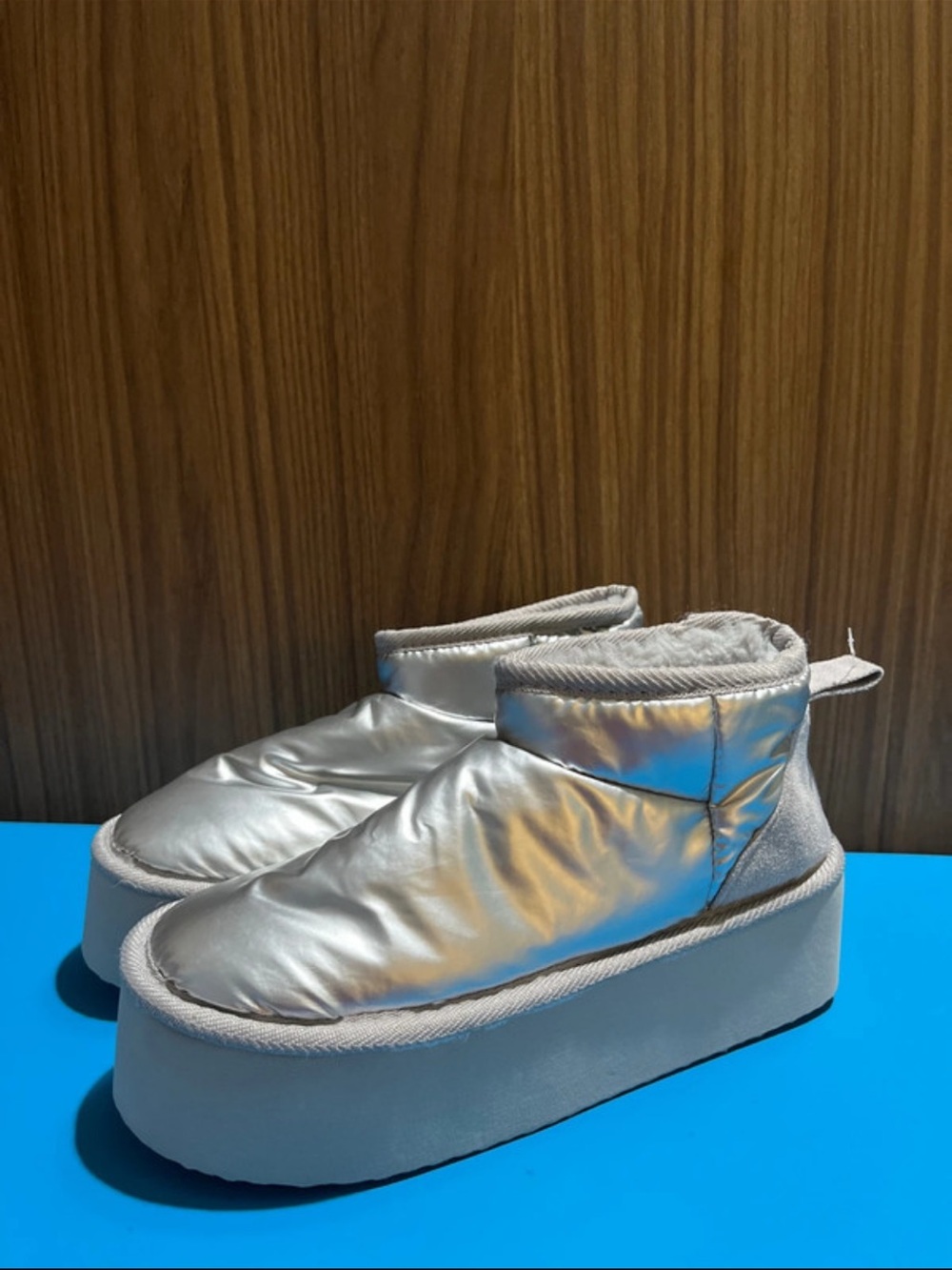 Steve Madden Silver Platform Ankle Boot